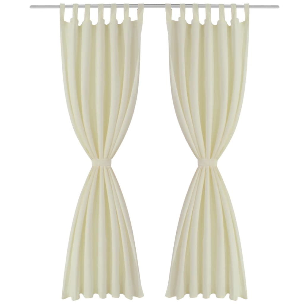 Vidaxl Micro-Satin-Vorhänge mit Ringen 140 x 245 cm 2 Stück (Creme)