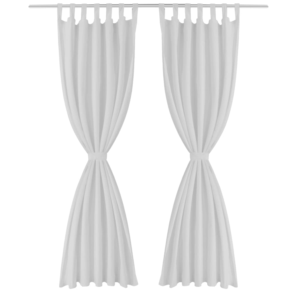 Vidaxl Micro-Satin-Vorhänge mit Ringen 140 x 245 cm 2 Stück (weiß)