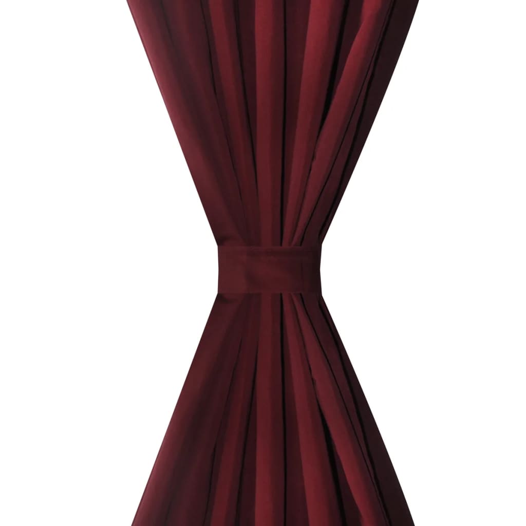 VIDAXL MICRO-SATIN-Vorhänge mit Ringen 140 x 225 cm 2 Stücke (Weinrot)
