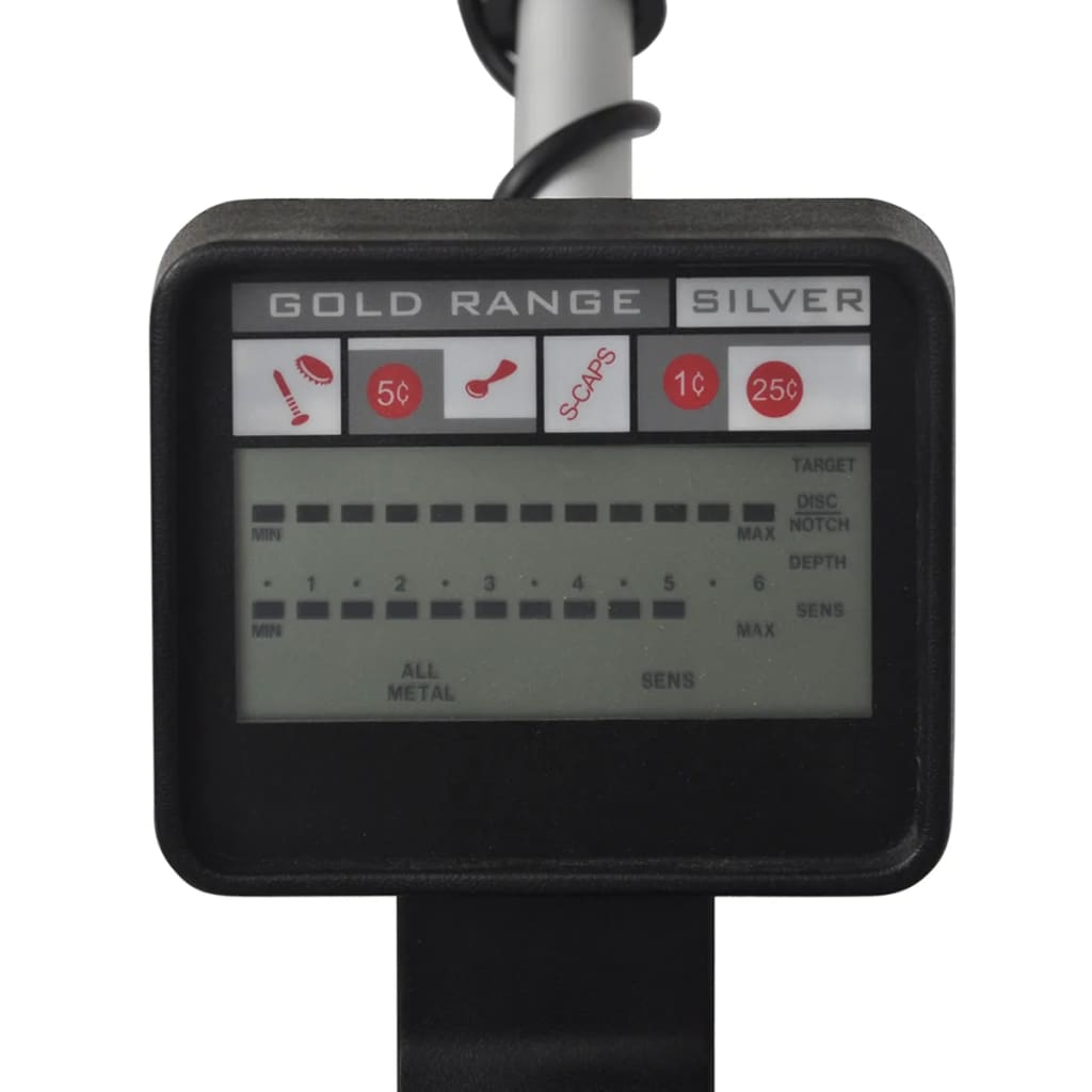 VIDAXL -Metalldetektor mit LCD -Bildschirmsuche 20 cm Suchtiefe 300 cm