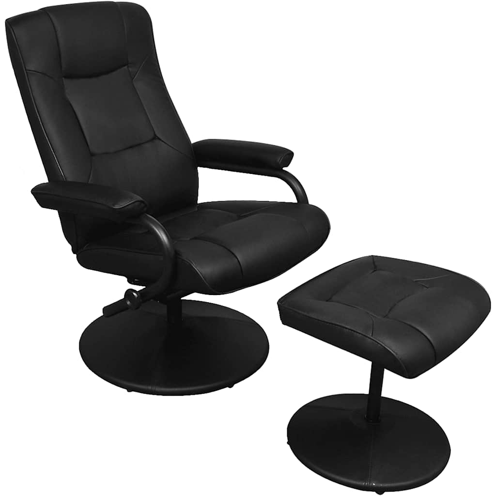 Vidaxl tv-fauteuil met voetenbankje kunstleer zwart
