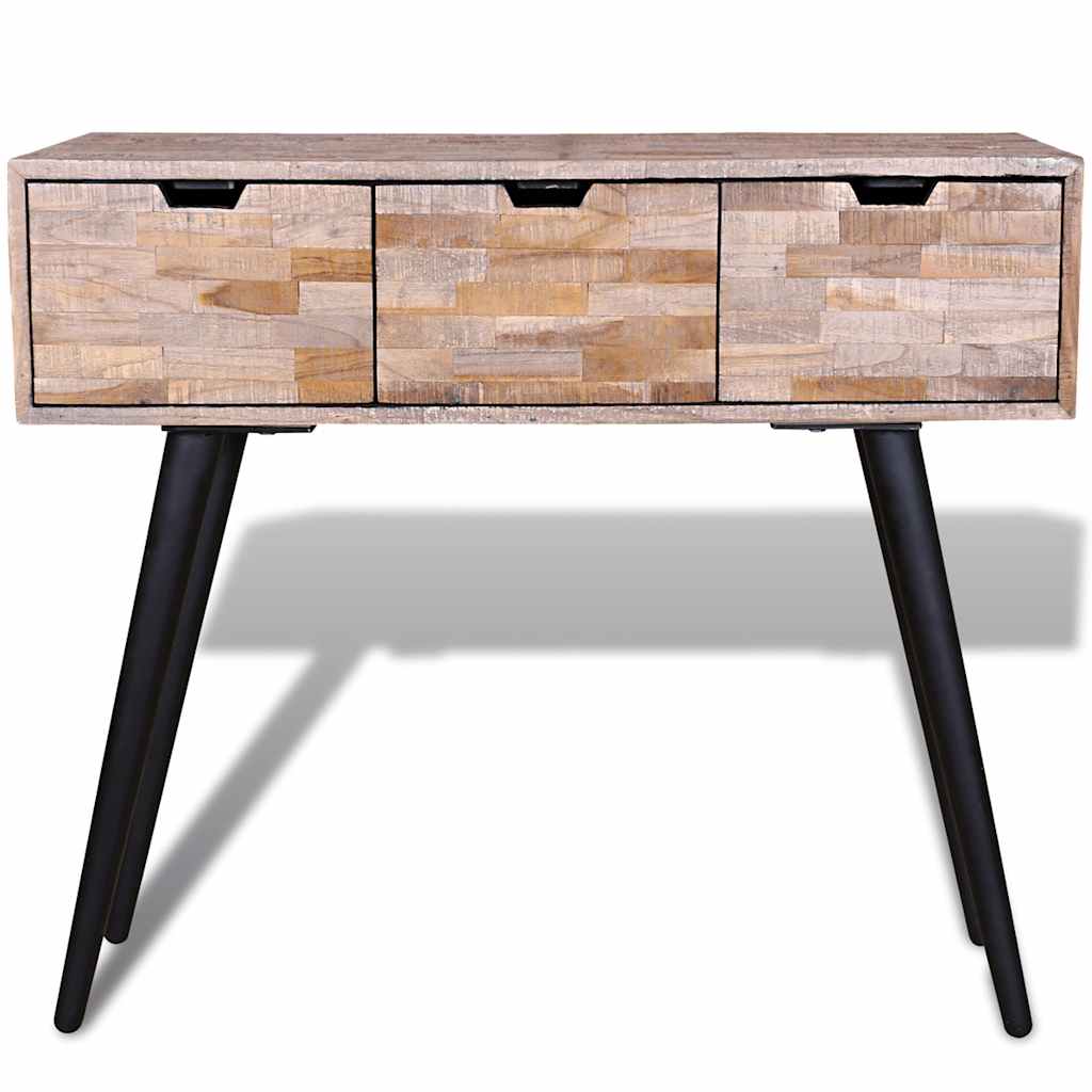 Vidaxl wandtafel met 3 lades gerecycled teakhout