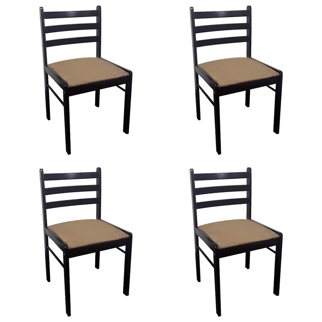 Vidaxl eetkamerstoelen 4 st massief rubberwood en fluweel bruin