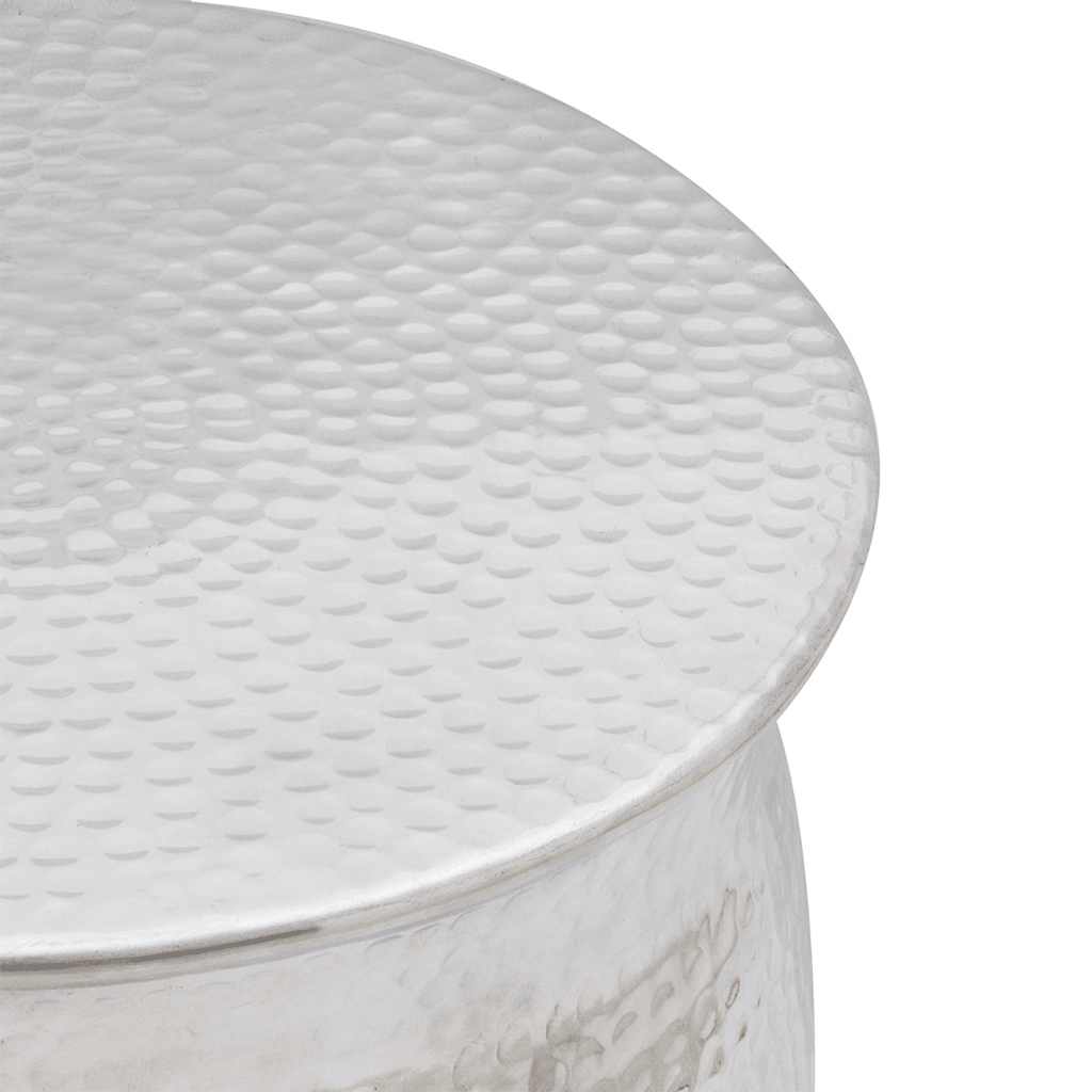 Vidaxl krukje bijzettafeltje gehamerd aluminium zilverkleurig