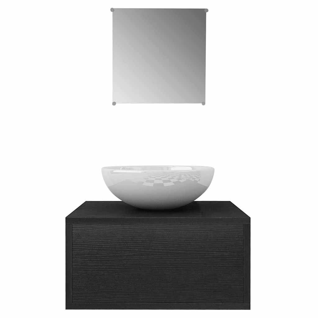 Vidaxl badkamermeubelset met wasbak zwart 3-delig