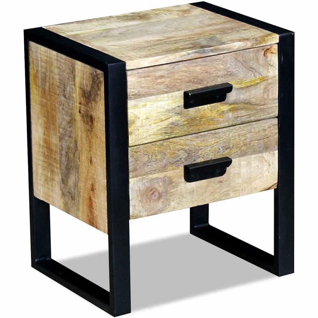 Vidaxl bijzettafel met 2 lades 43x33x51 cm massief mangohout