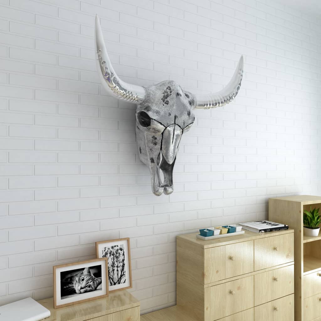 Vidaxl -Schädel -Wanddekoration Aluminium Silber