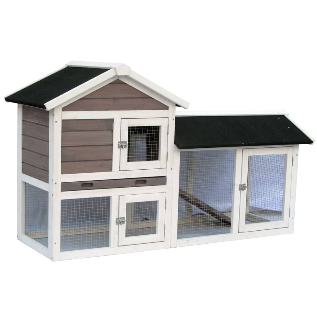 @Pet Rabbit Shed Avoriaz 147x53x85 cm Weiß und Brown 20098