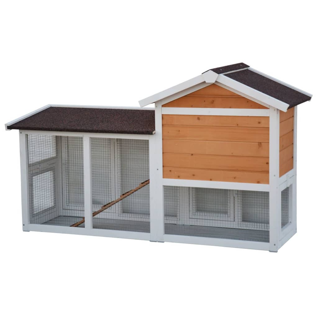 @Pet Kaninchen Hutch Queensland 147x53x85 cm weiß und braun
