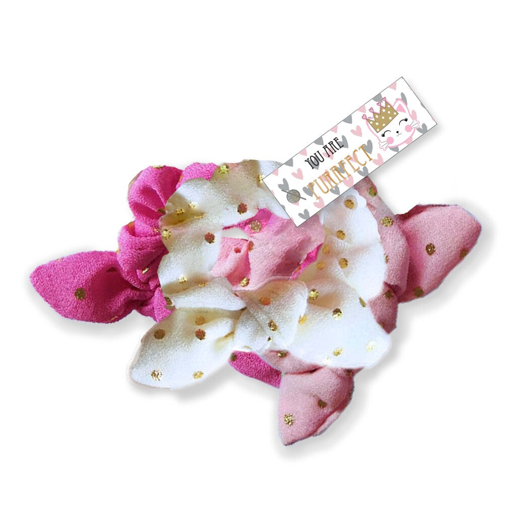 Basic Purrfect Scrunchies 3 Stück Rosa Weiß