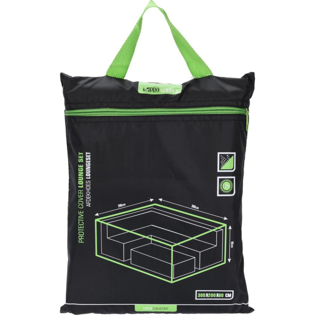Pro Gartenabdeckung für Lounge-Set 300x200x80 cm schwarz