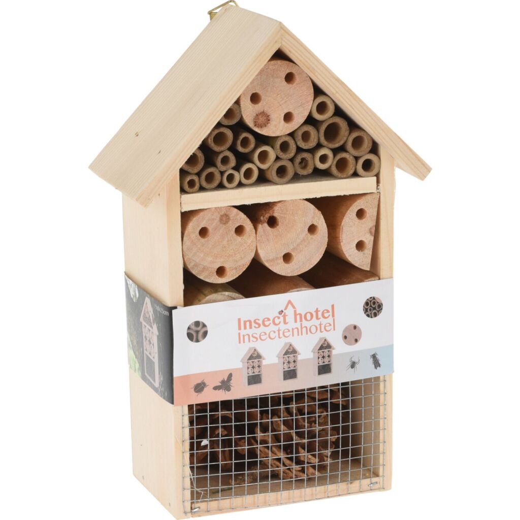 Einfaches Insektenhotel aus Holz 15x9x25 cm