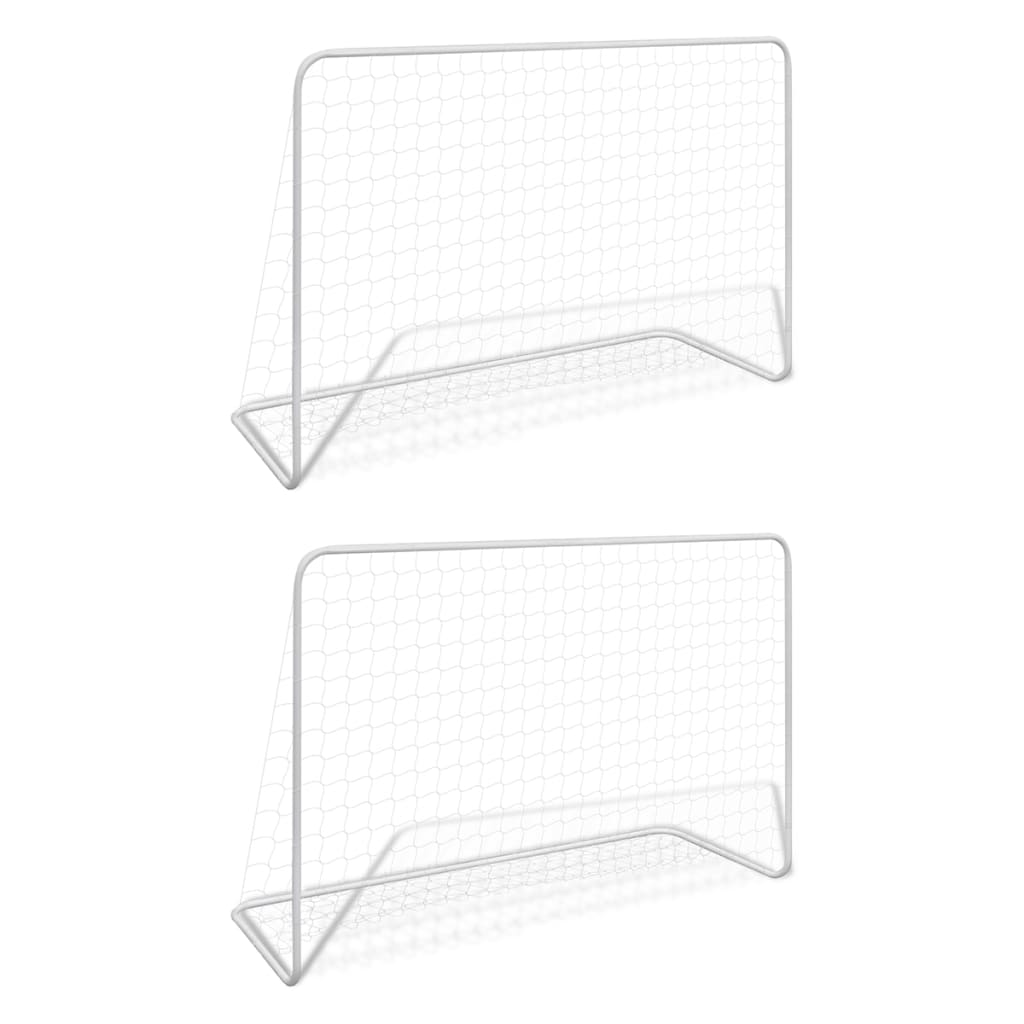 VidaXL Fußballtore 2 Stück mit Netzen 182x61x122 cm Stahl weiß
