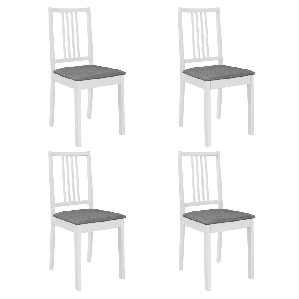 Vidaxl eetkamerstoelen met kussens 4 st massief hout wit