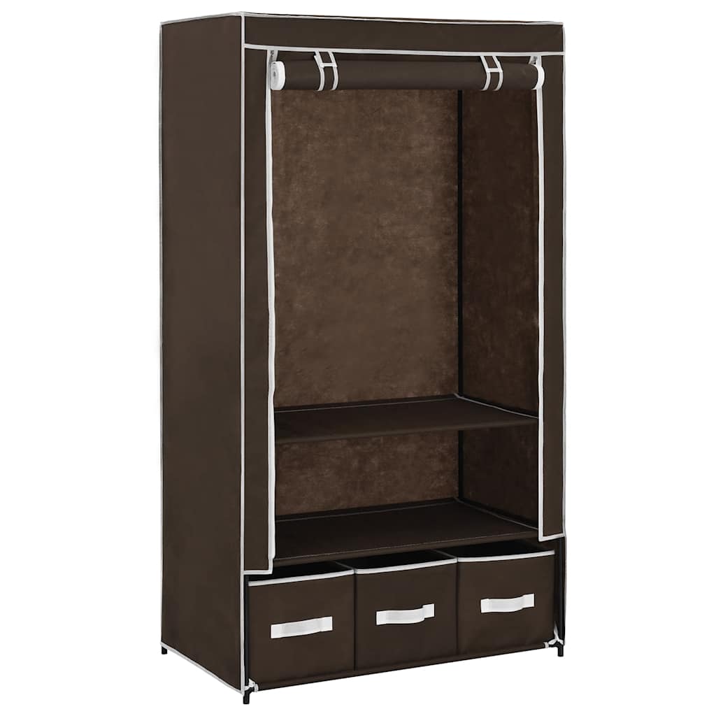 Vidaxl kledingkast 87x49x159 cm stof bruin