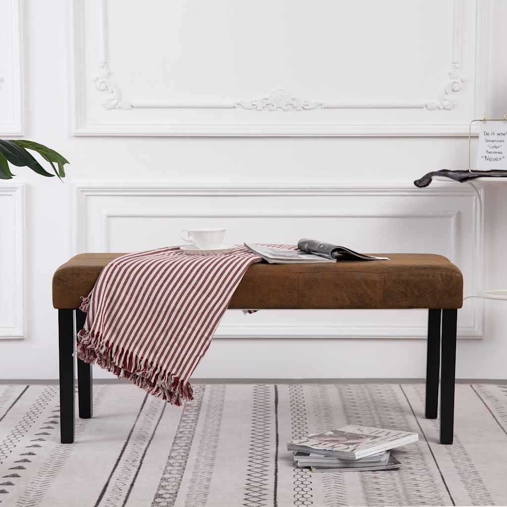 Vidaxl bankje 106 cm kunstsuède bruin
