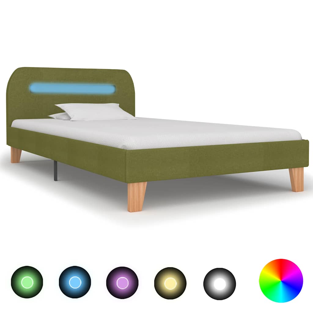 Vidaxl bedframe met led stof groen 90x200 cm