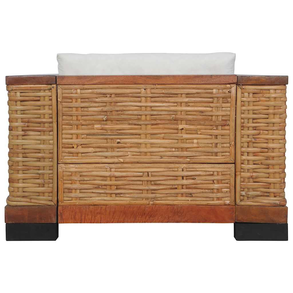 Vidaxl fauteuil met kussens natuurlijk rattan bruin