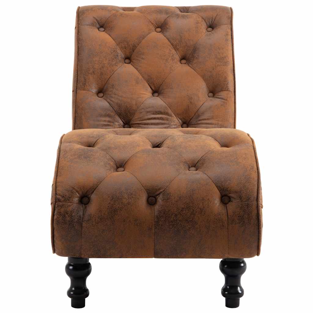 Vidaxl chaise longue kunstsuède bruin