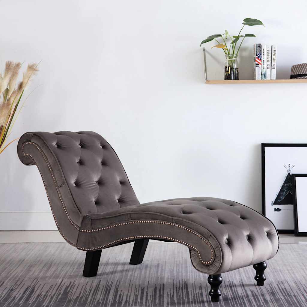 Vidaxl chaise longue fluweel grijs