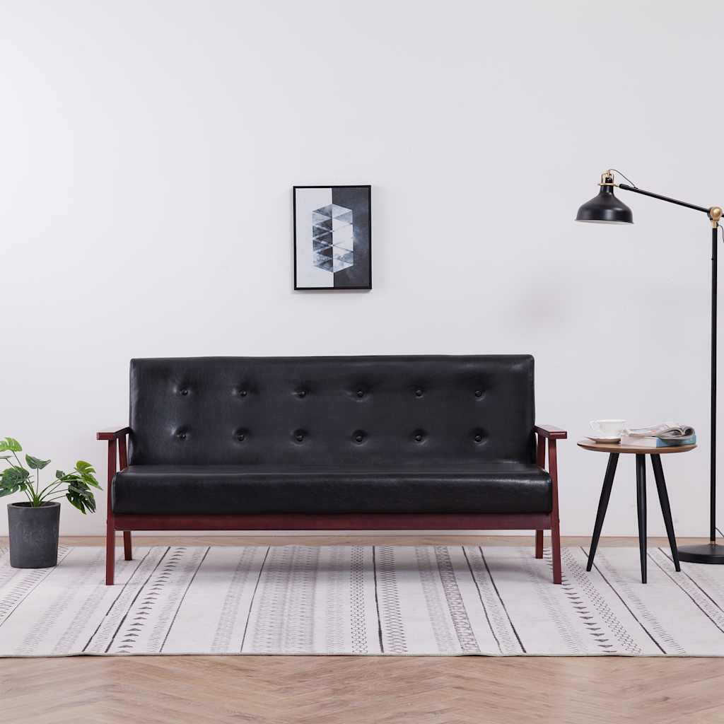 Vidaxl driezitsbank kunstleer zwart