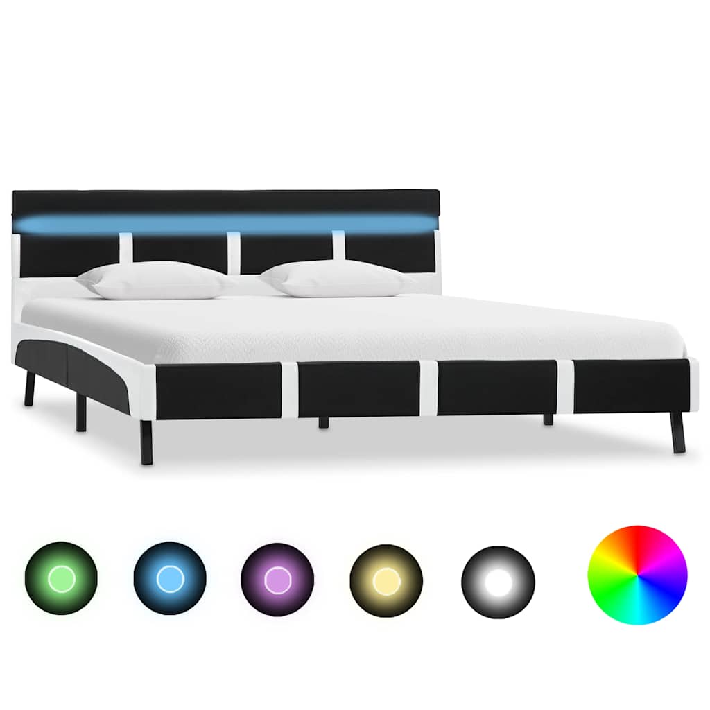 Vidaxl bedframe met led kunstleer zwart 140x200 cm