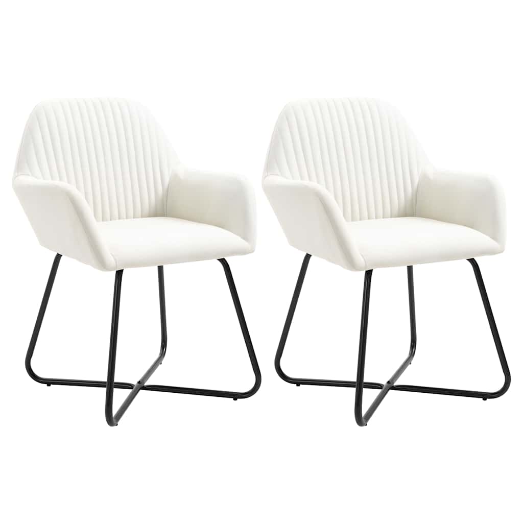 Vidaxl eetkamerstoelen 2 st stof crèmekleurig