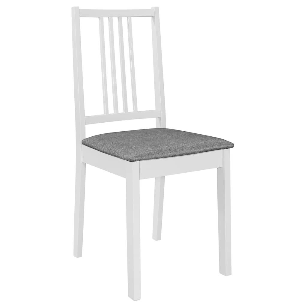 Vidaxl eetkamerstoelen met kussens 6 st massief hout wit