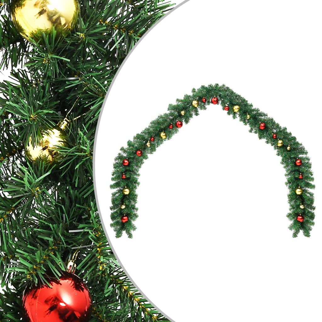 Vidaxl Weihnachtsgirlande mit Weihnachtskugeln 20 m dekoriert