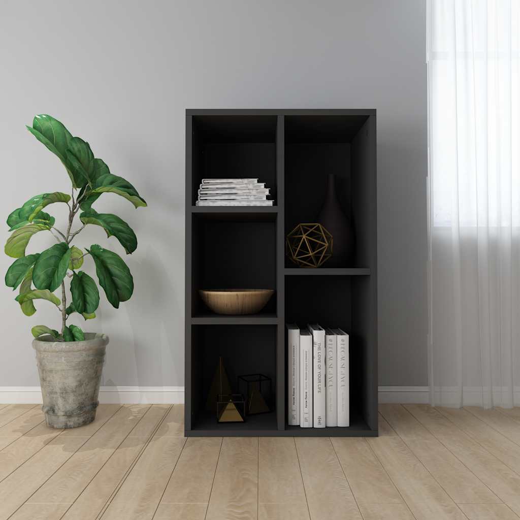 Vidaxl boekenkast dressoir 50x25x80 cm bewerkt hout zwart