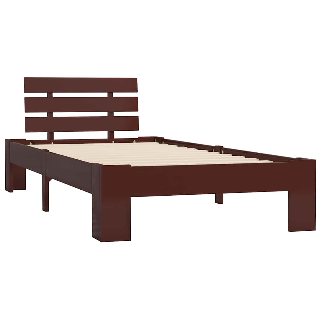 Vidaxl bedframe massief grenenhout donkerbruin 100x200 cm