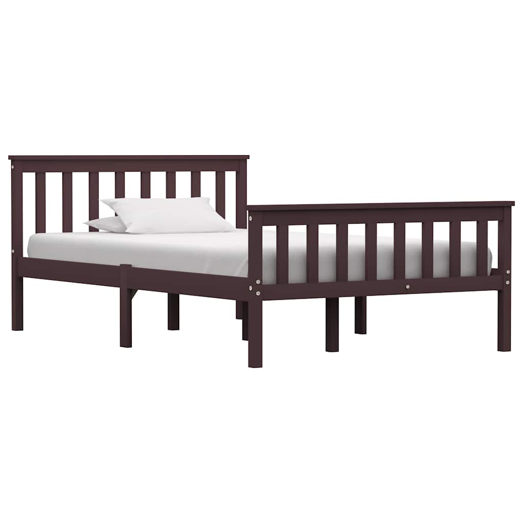 Vidaxl bedframe massief grenenhout donkerbruin 120x200 cm