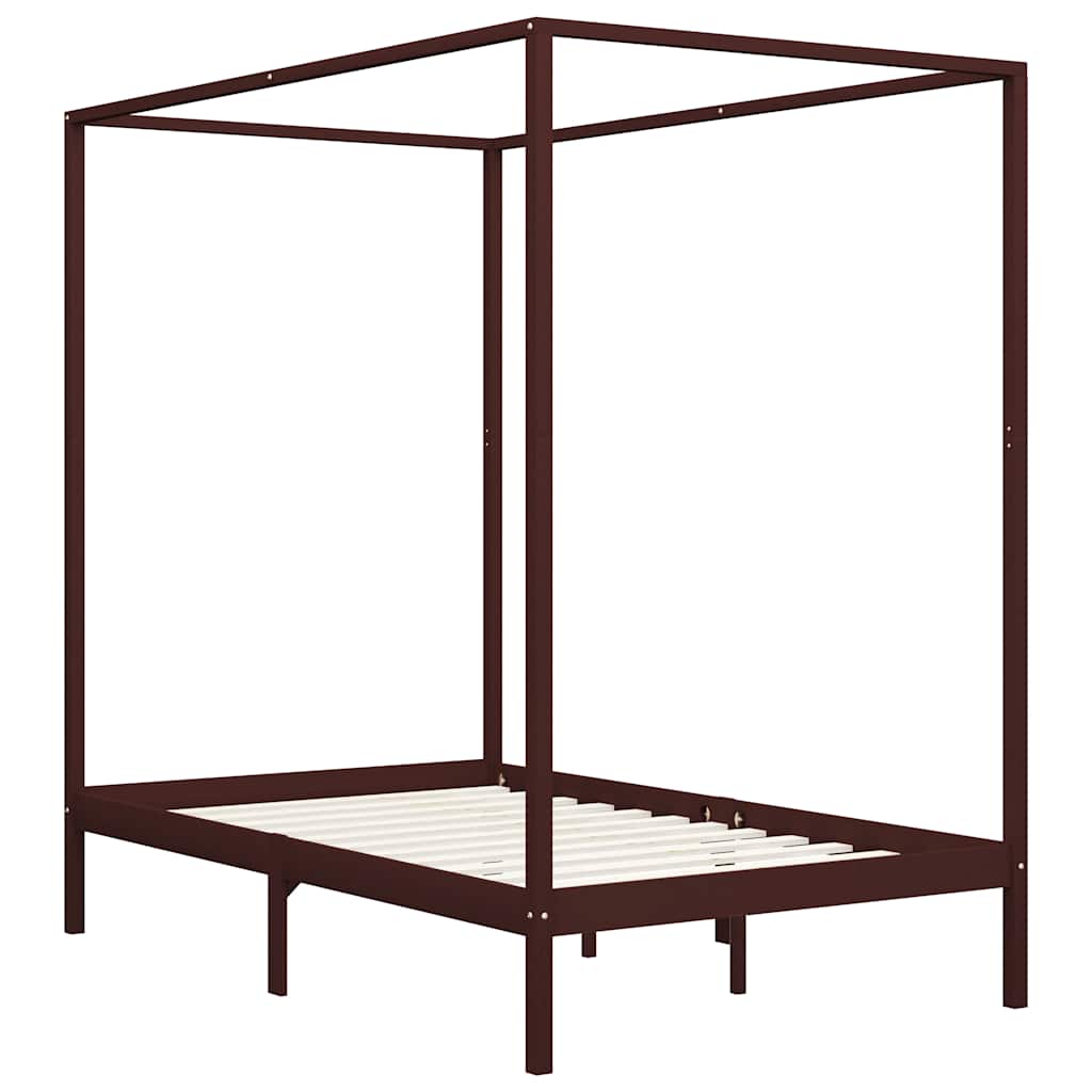 Vidaxl hemelbedframe massief grenenhout donkerbruin 120x200 cm