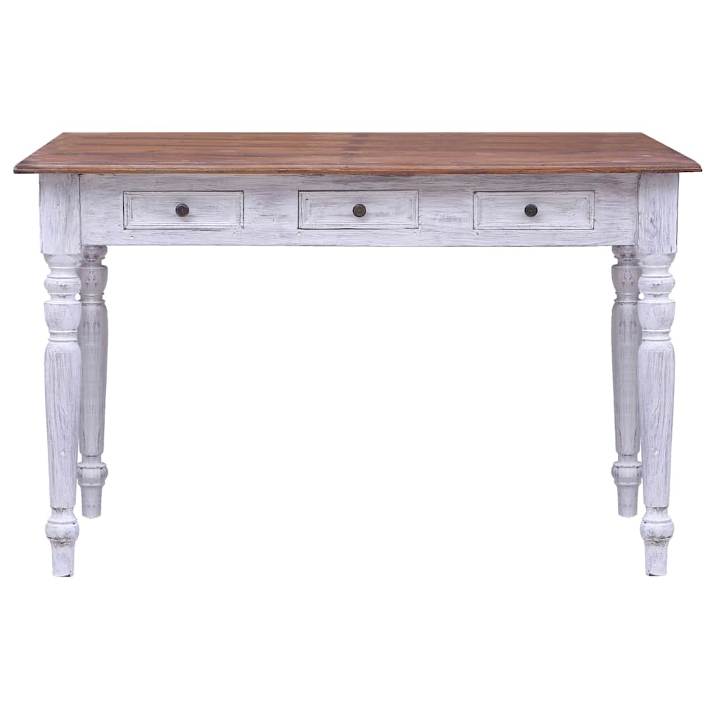 Vidaxl bureau met lades 117x57x75 cm massief mahoniehout wit