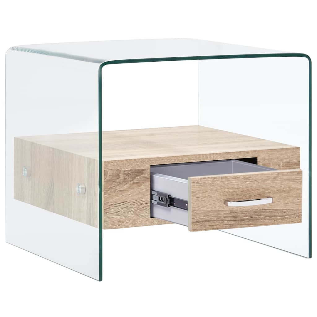 Vidaxl salontafel met lade 50x50x45 cm gehard glas