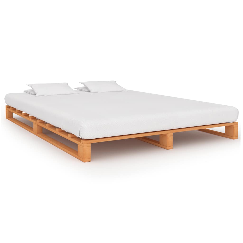 Vidaxl bedframe pallet massief grenenhout bruin 120x200 cm