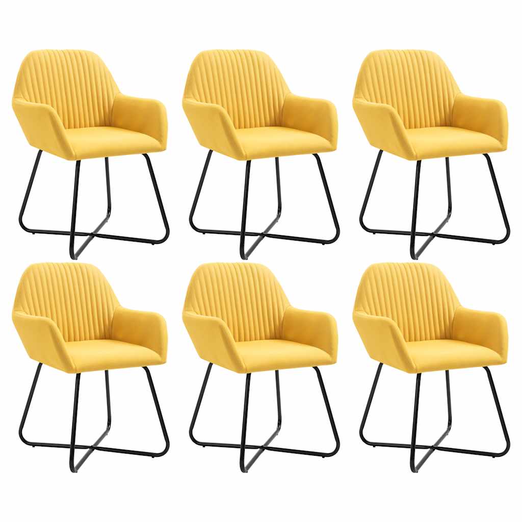 Vidaxl eetkamerstoelen 6 st stof geel