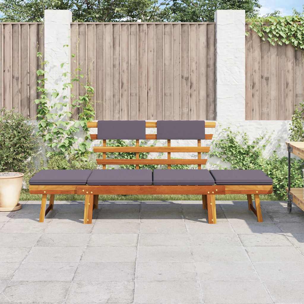 Vidaxl ligbed met kussen 2-in-1 190 cm massief acaciahout