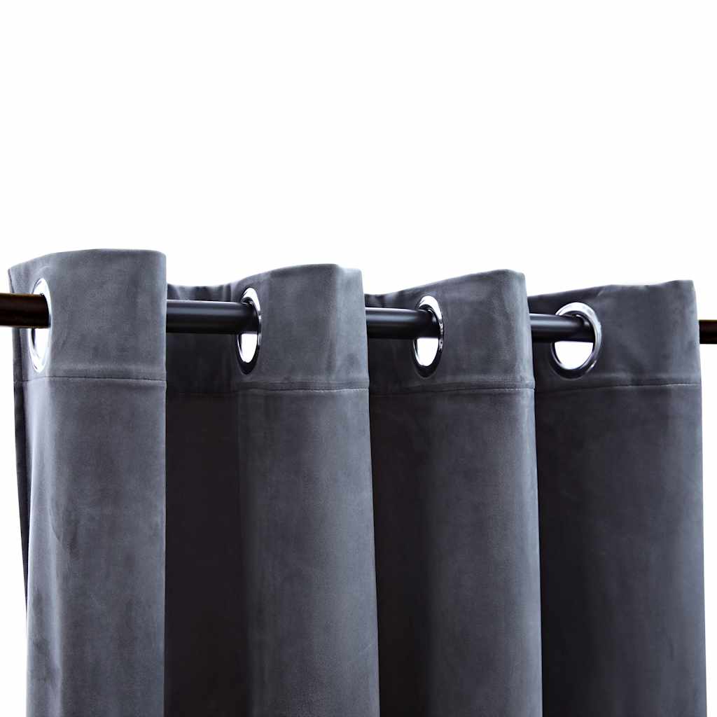 Vidaxl Vorhang Blackout mit Ringen 2 ST 140x245 cm Samt schwarz