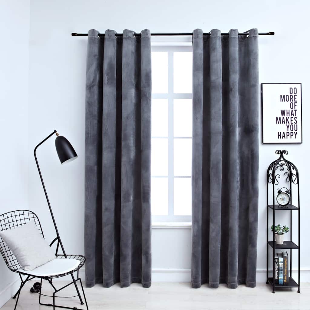 Vidaxl Vorhang Blackout mit Ringen 2 ST 140x245 cm Samt schwarz