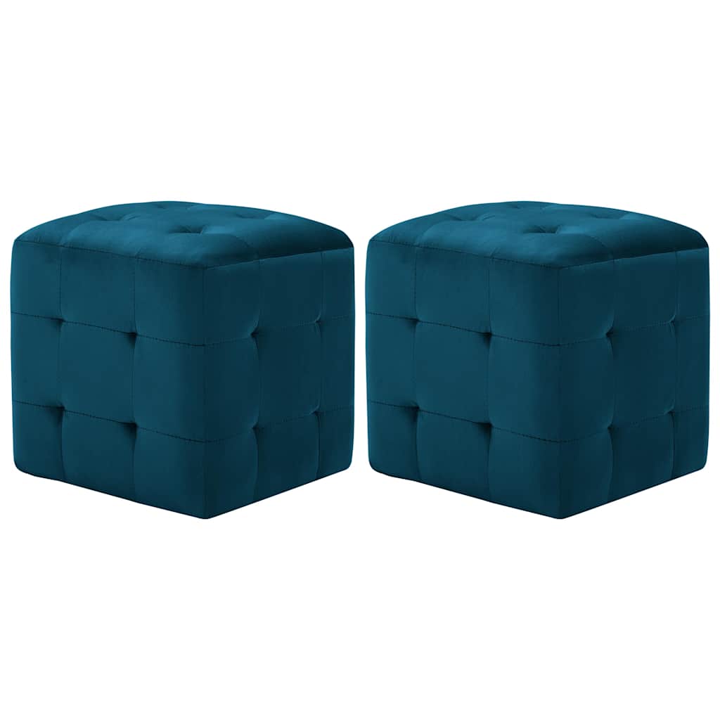 Vidaxl poef 2 st 30x30x30 cm fluweel blauw