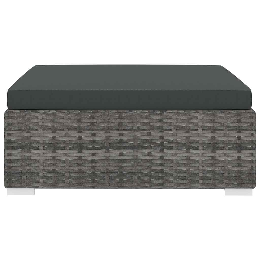 Vidaxl voetensteun 1 st met kussen poly rattan grijs