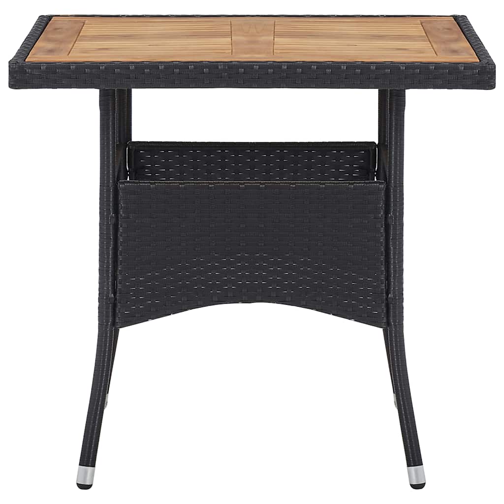 Vidaxl tuintafel poly rattan en massief acaciahout zwart
