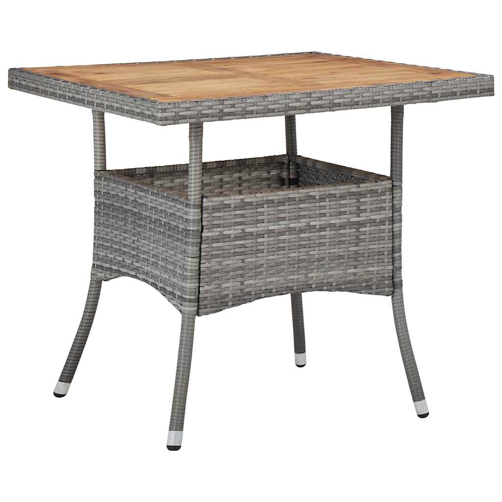 Vidaxl tuintafel poly rattan en massief acaciahout grijs