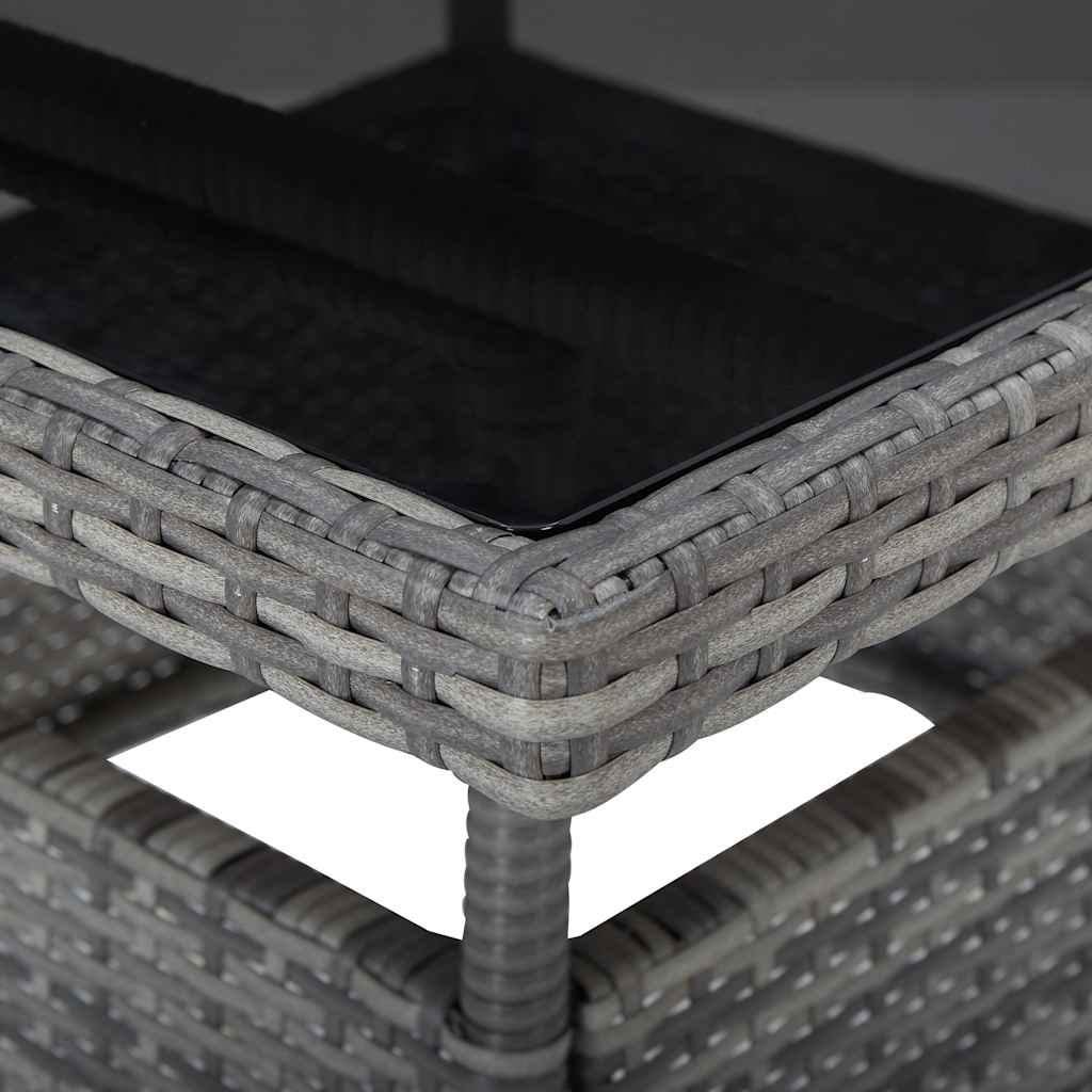 Vidaxl tuintafel poly rattan en glas grijs
