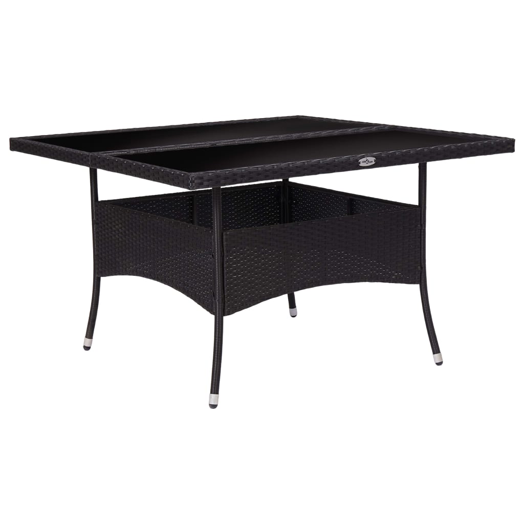 Vidaxl tuintafel poly rattan en glas zwart