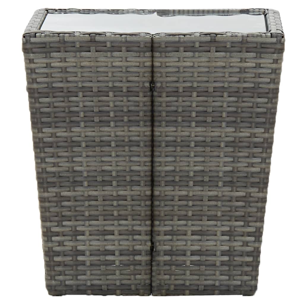 Vidaxl theetafel 41,5x41,5x43 cm poly rattan en gehard glas grijs