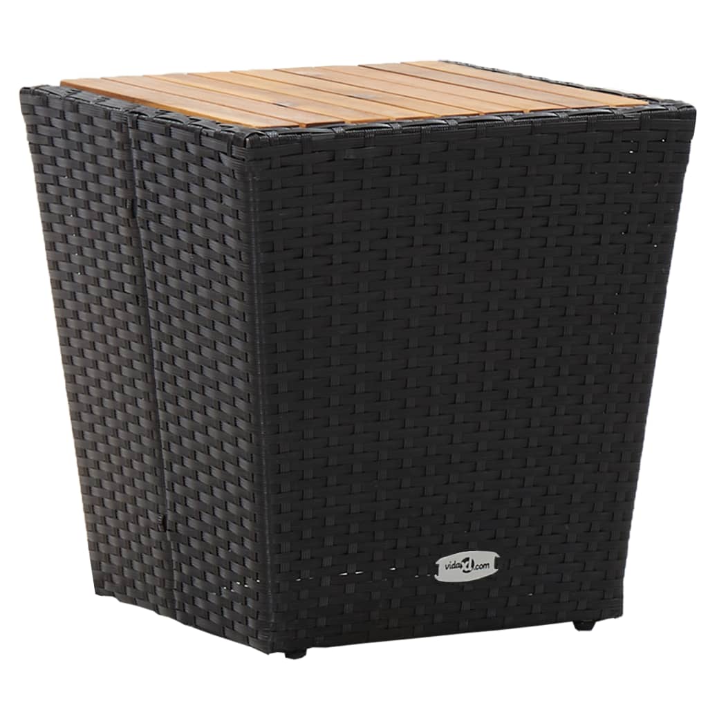 Vidaxl theetafel 41,5x41,5x43 cm poly rattan massief acaciahout zwart