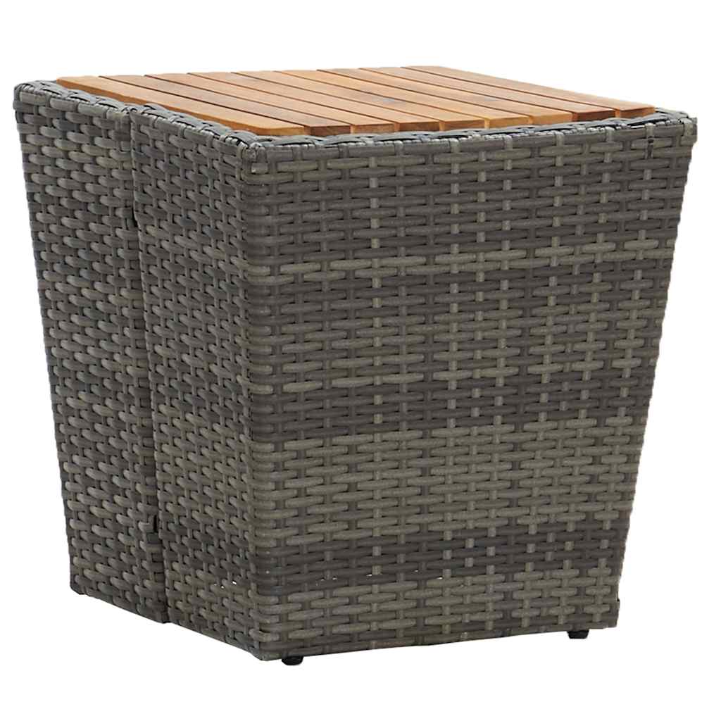 Vidaxl theetafel 41,5x41,5x43 cm poly rattan massief acaciahout grijs