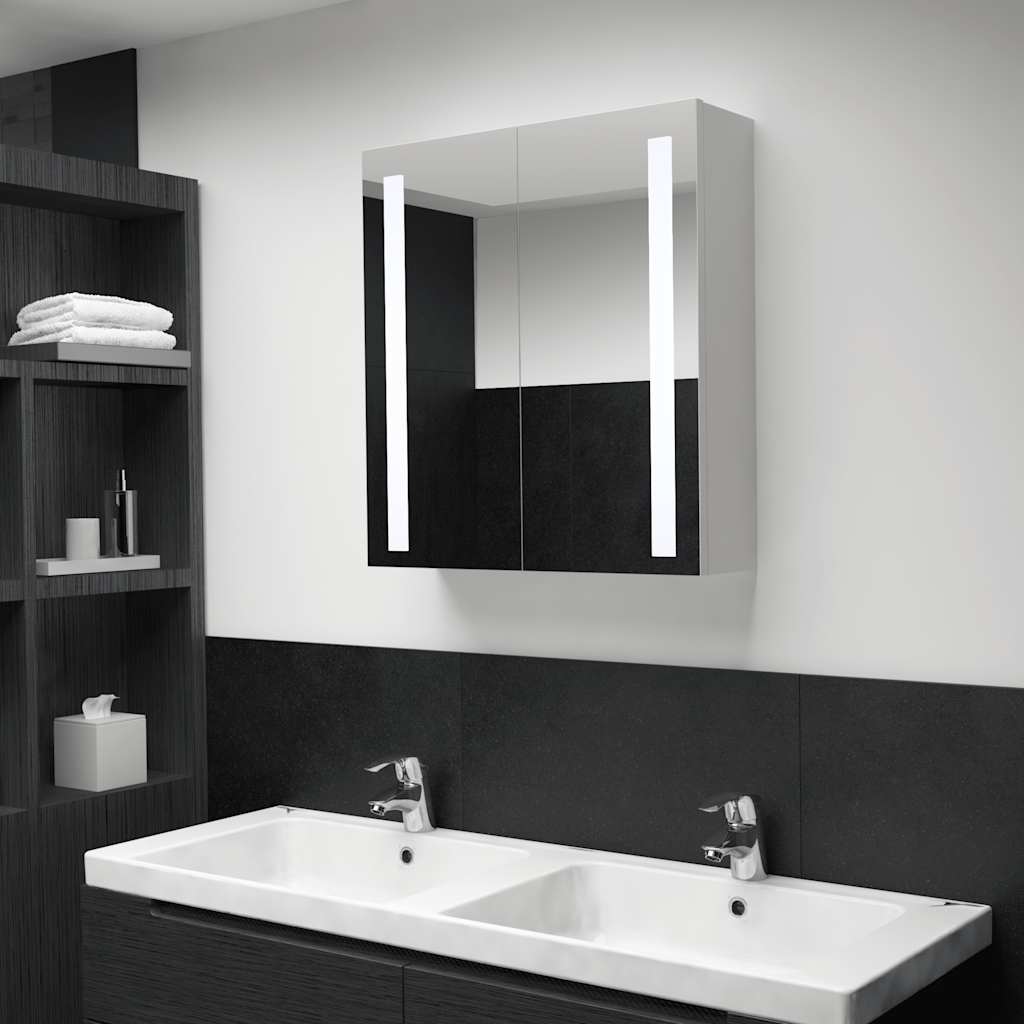 Vidaxl badkamerkast met spiegel en led 60x14x62 cm